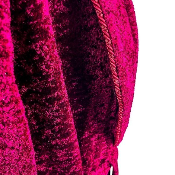 Vintage Diamond Tea Red Crushed Velvet Full Length Robe - Picture 10 of 15